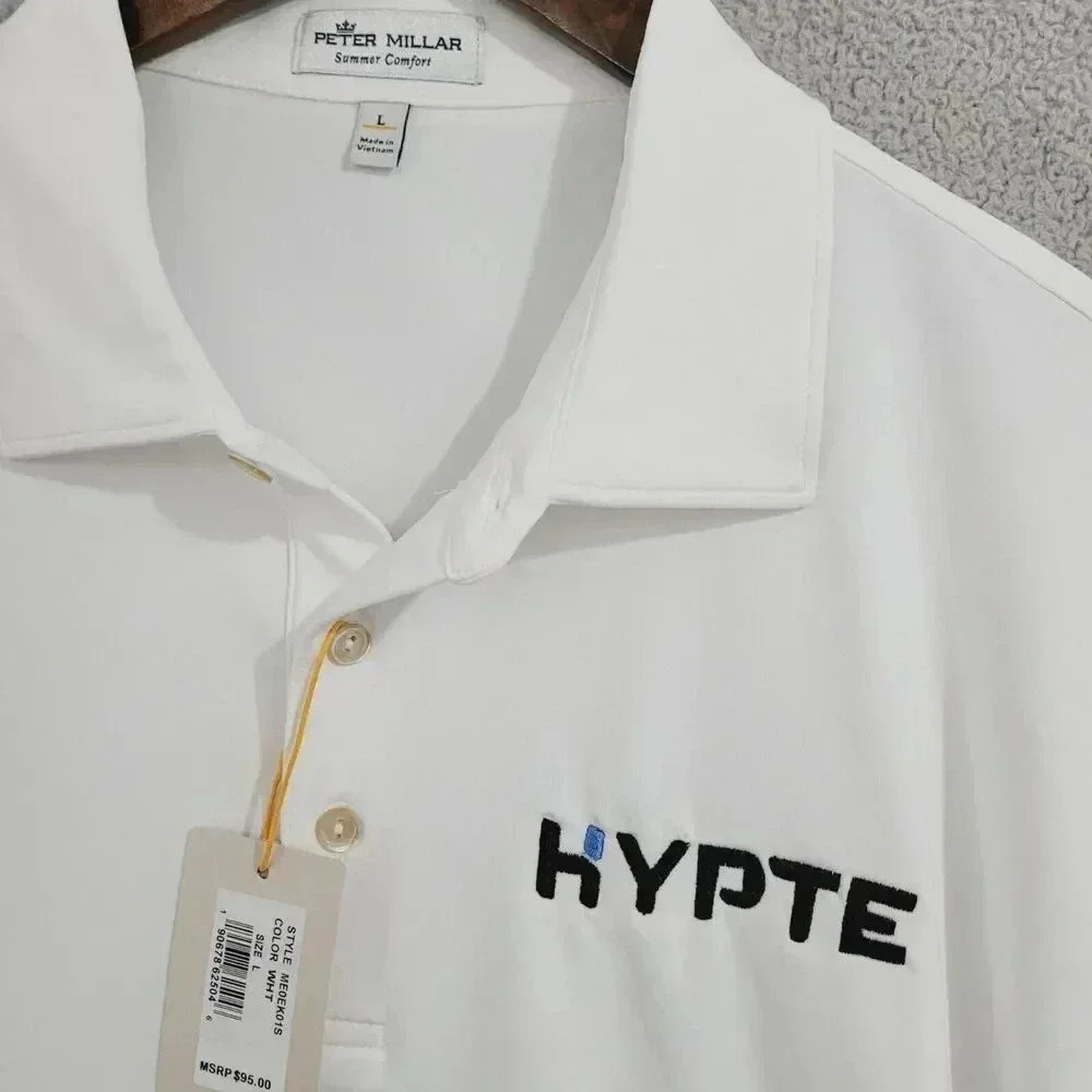 NWT Peter Millar Summer Comfort Mens Polo Shirt L White Polyester/Spandex 23CT - Picture 7 of 9